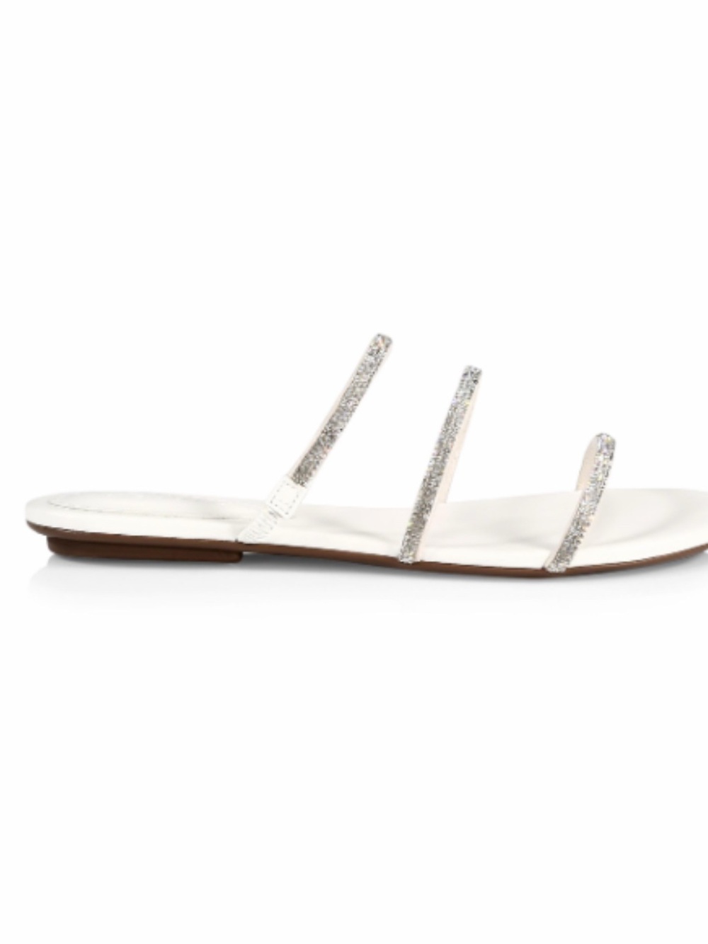 NEW - Schutz Women’s White and Triple-Strap Silver Embellished Sandal - Size 6.5